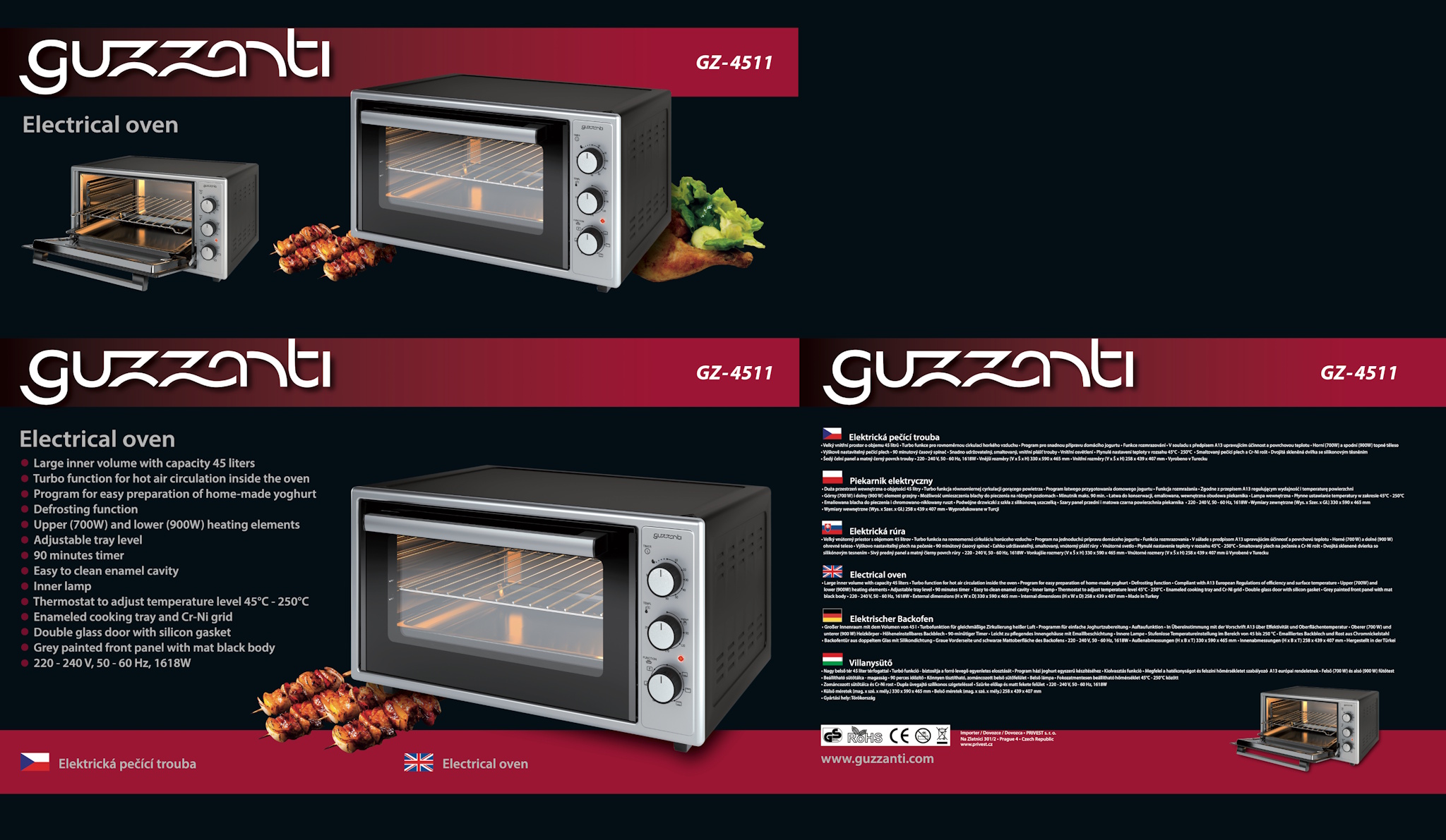 Elektrická rúra Guzzanti GZ 4511 (II. akosť)